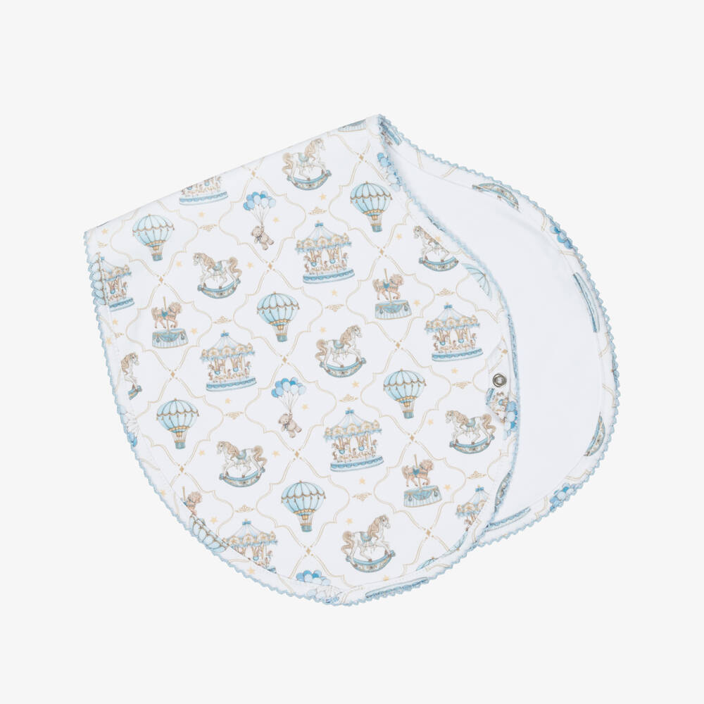 My Little Pie-White & Blue Supima Cotton Coquette Burping Cloth (59cm) | Childrensalon Outlet