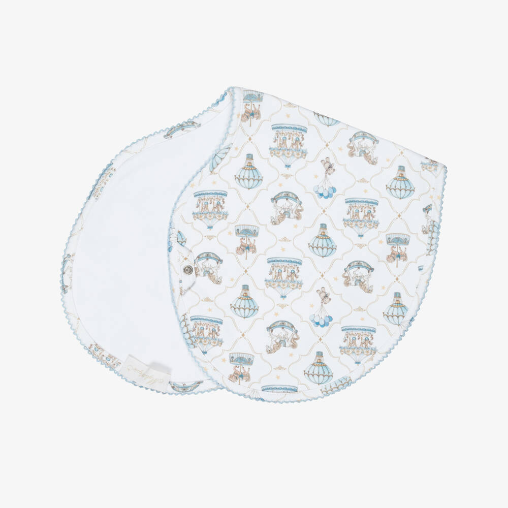My Little Pie-White & Blue Supima Cotton Coquette Burping Cloth (59cm) | Childrensalon Outlet