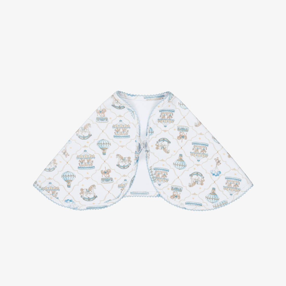 My Little Pie-White & Blue Supima Cotton Coquette Burping Cloth (59cm) | Childrensalon Outlet