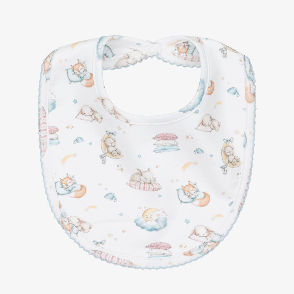 My Little Pie-White & Blue Supima Cotton Moonlight Baby Bib | Childrensalon Outlet
