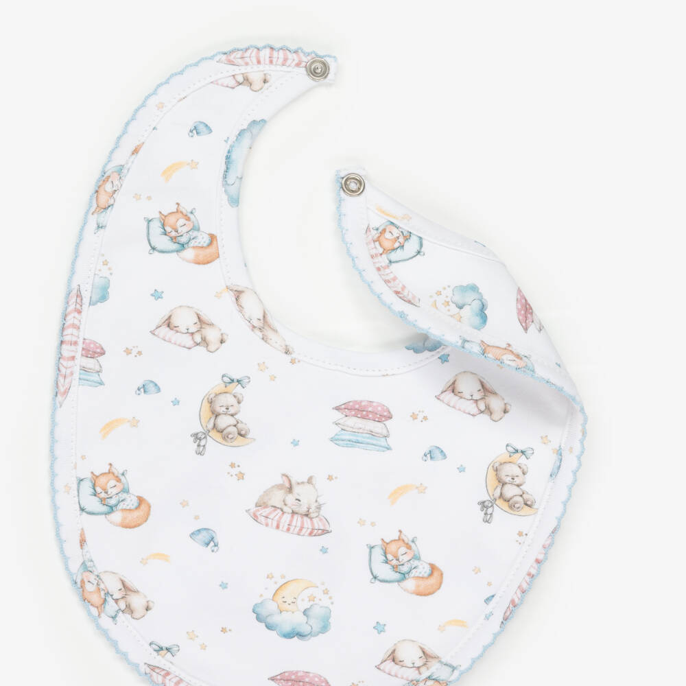 My Little Pie-White & Blue Supima Cotton Moonlight Baby Bib | Childrensalon Outlet