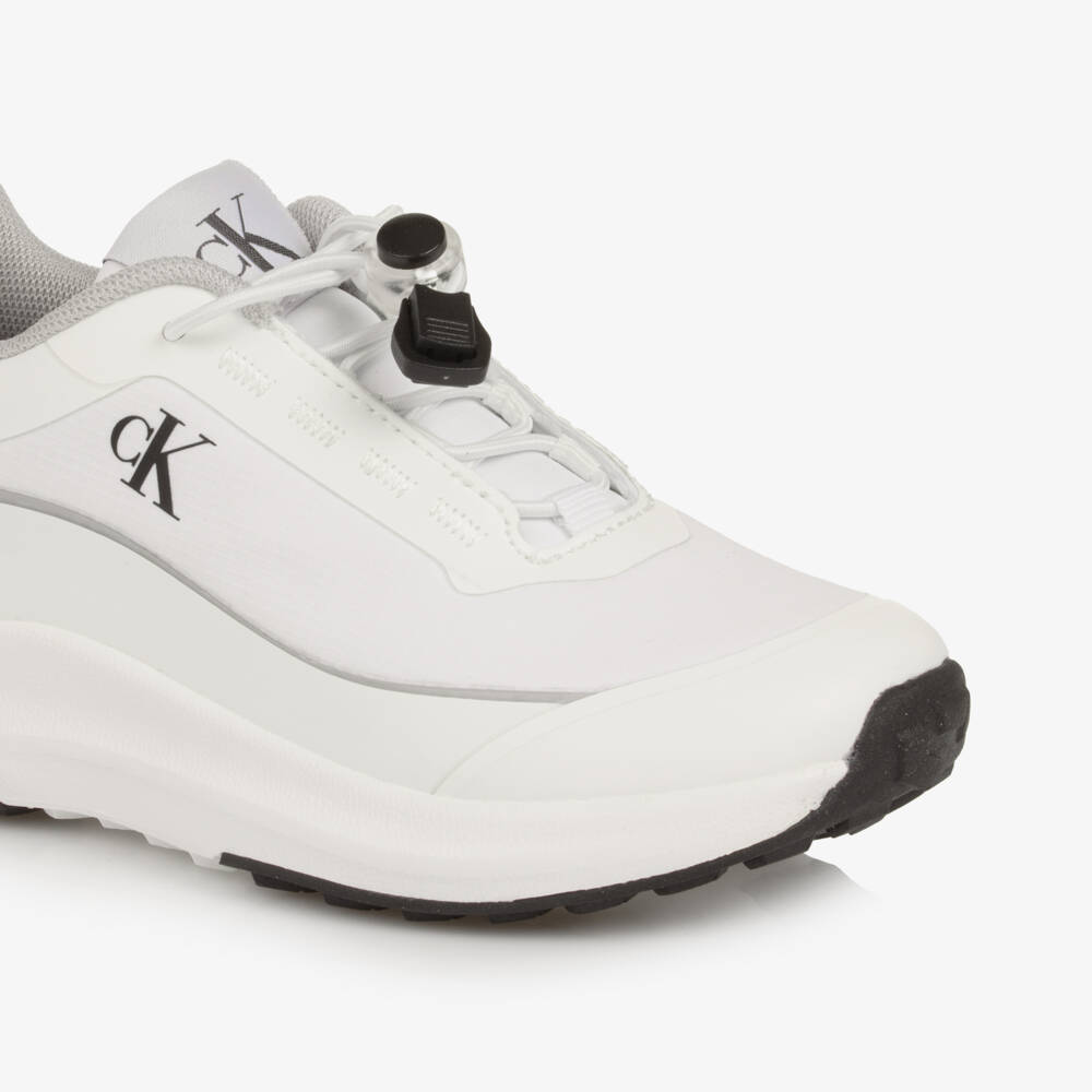 Calvin Klein-White CK Monogram No-Tie Trainers | Childrensalon Outlet