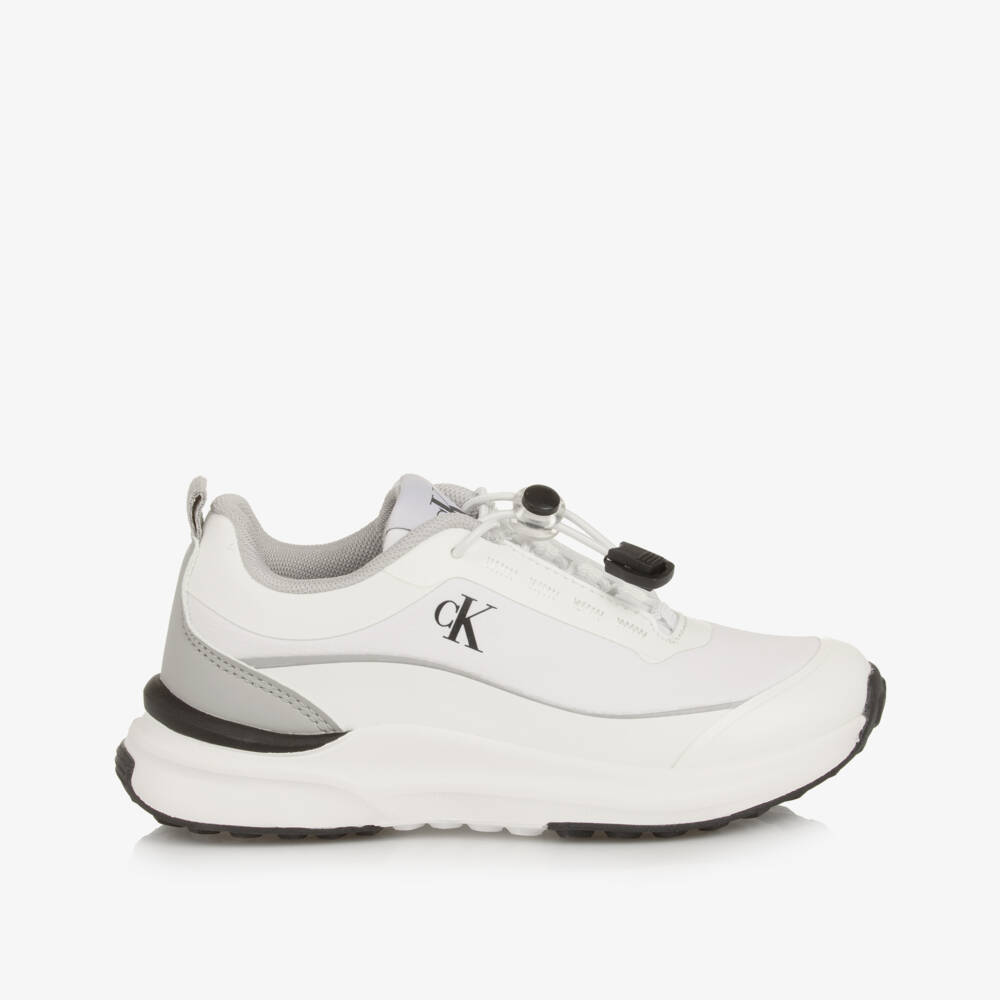 Calvin Klein-White CK Monogram No-Tie Trainers | Childrensalon Outlet