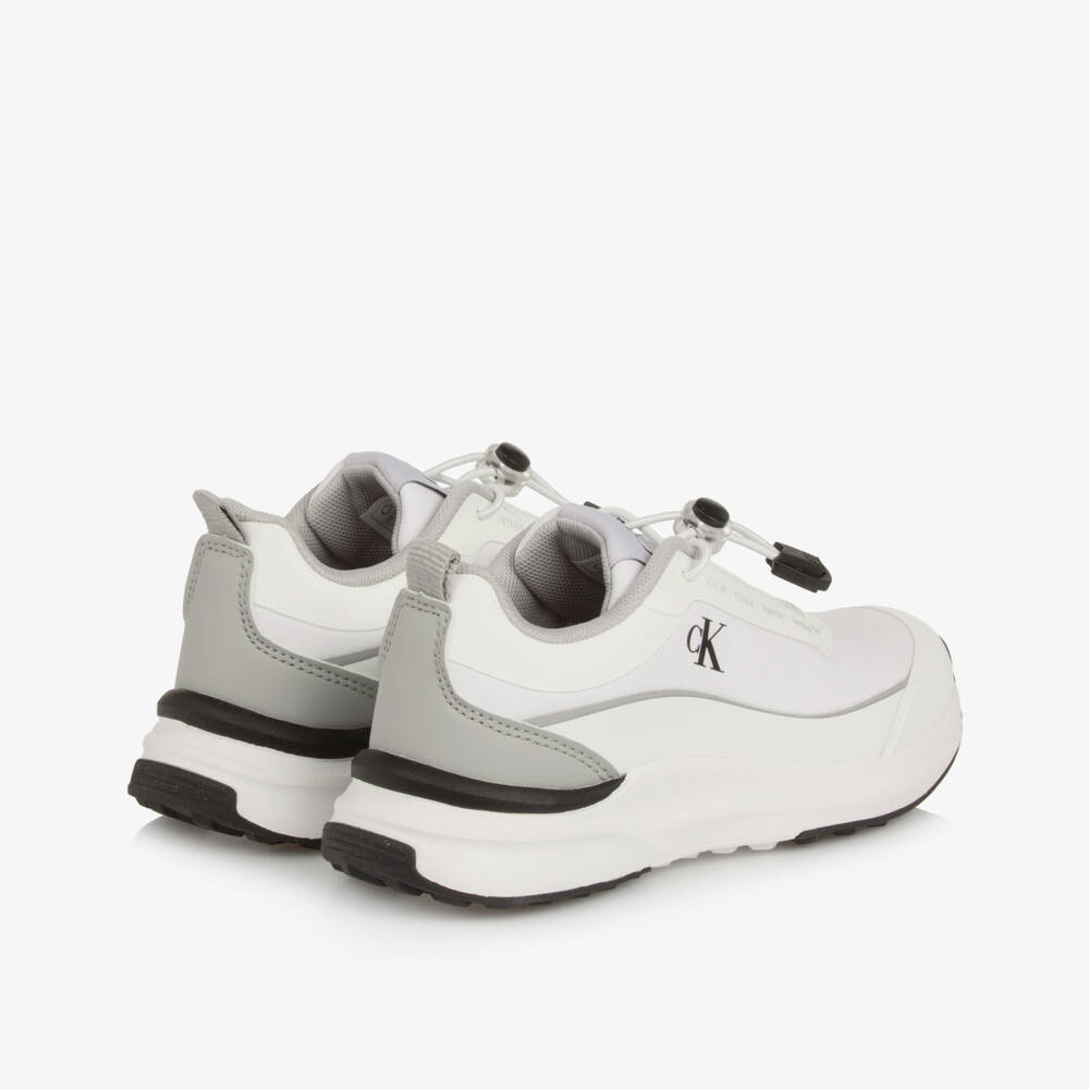 Calvin Klein-White CK Monogram No-Tie Trainers | Childrensalon Outlet