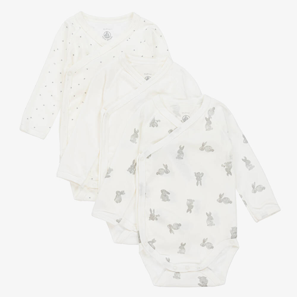 Petit Bateau-White Cotton Bodyvests (3 Pack) | Childrensalon Outlet