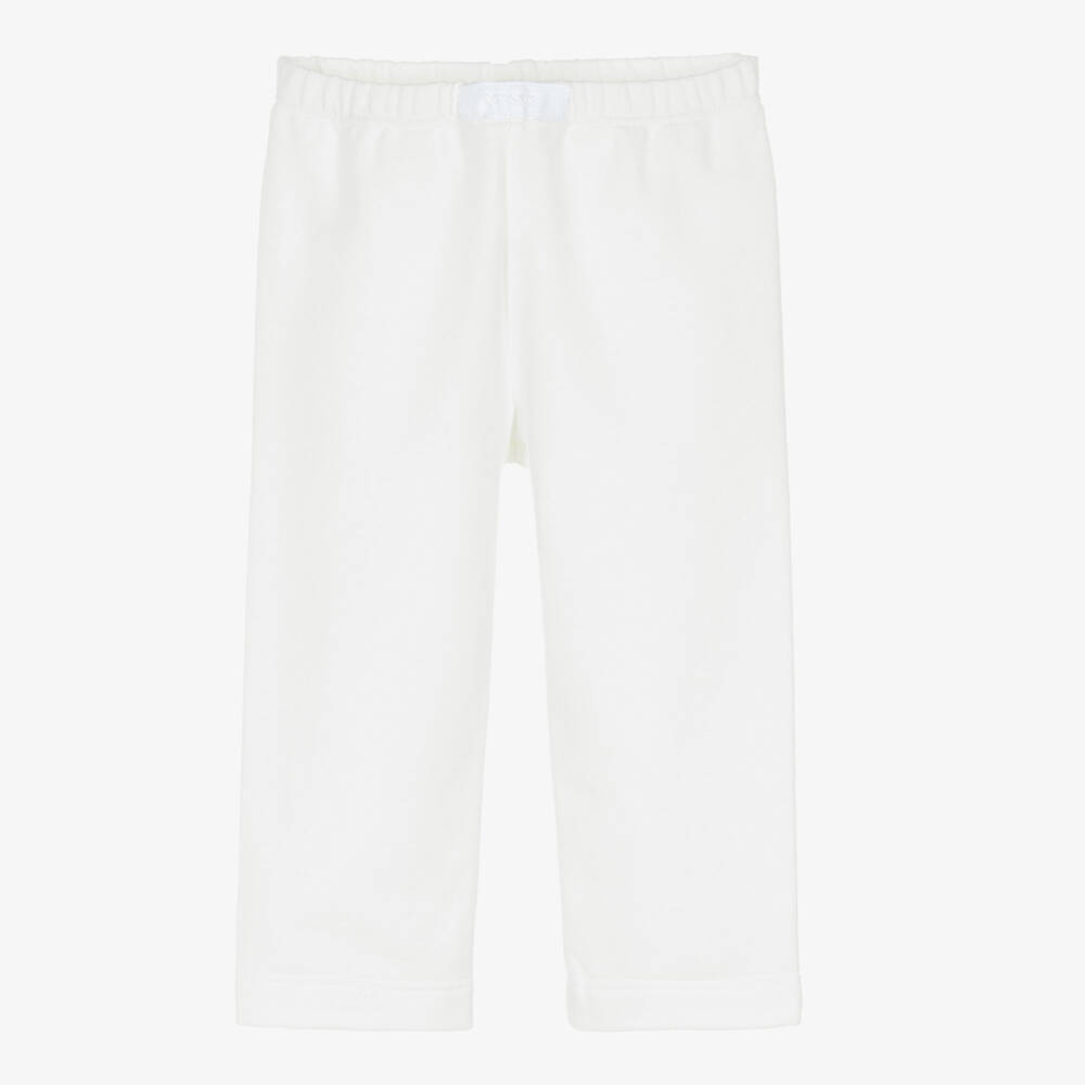Versace-White Cotton & Cashmere Baby Trousers with 90s Vintage Logo | Childrensalon Outlet