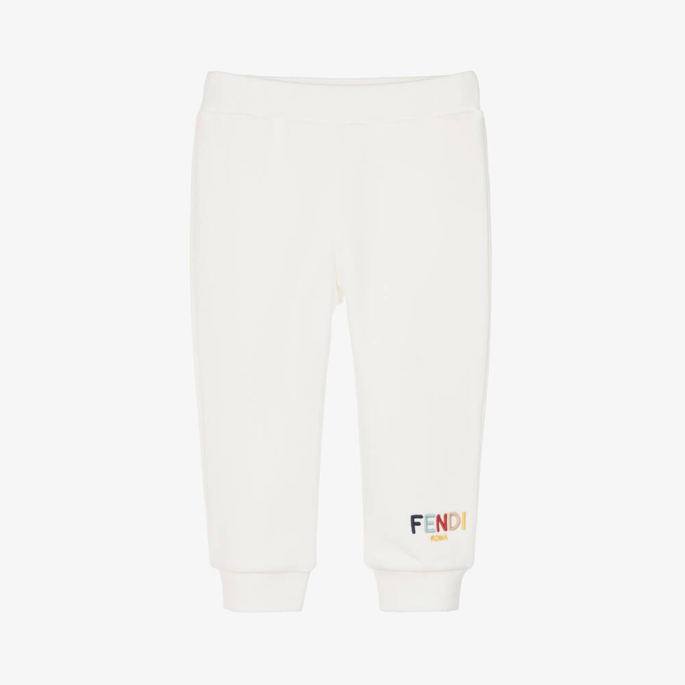 Fendi-Кремовые хлопковые вышитые джоггеры для малышей | Childrensalon Outlet