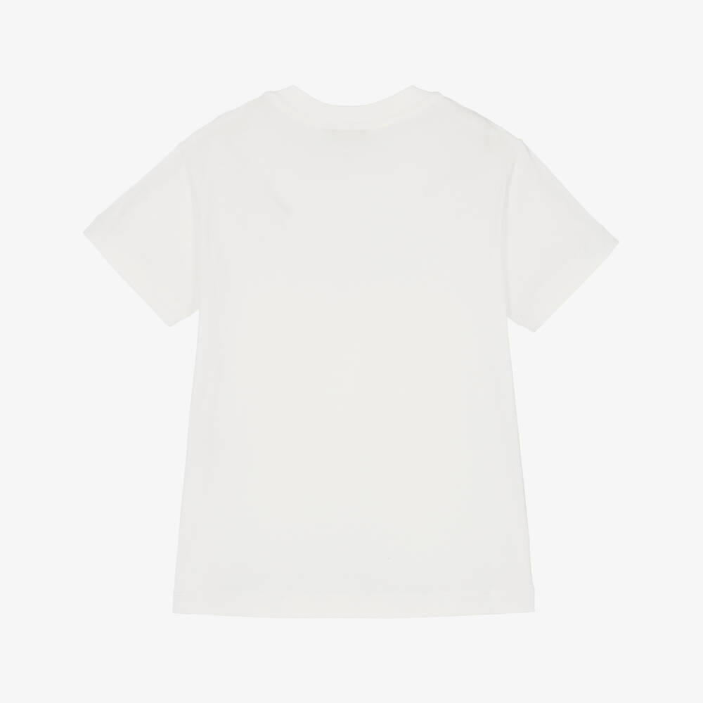 Fendi-White Cotton Embroidered T-Shirt | Childrensalon Outlet