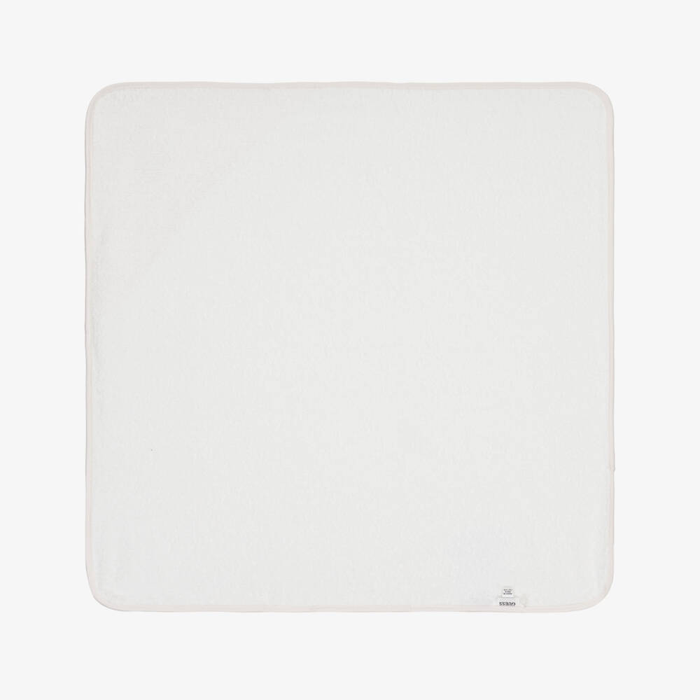 Guess-White Cotton Hooded Towel with Teddy Logo (70cm) | Childrensalon Outlet