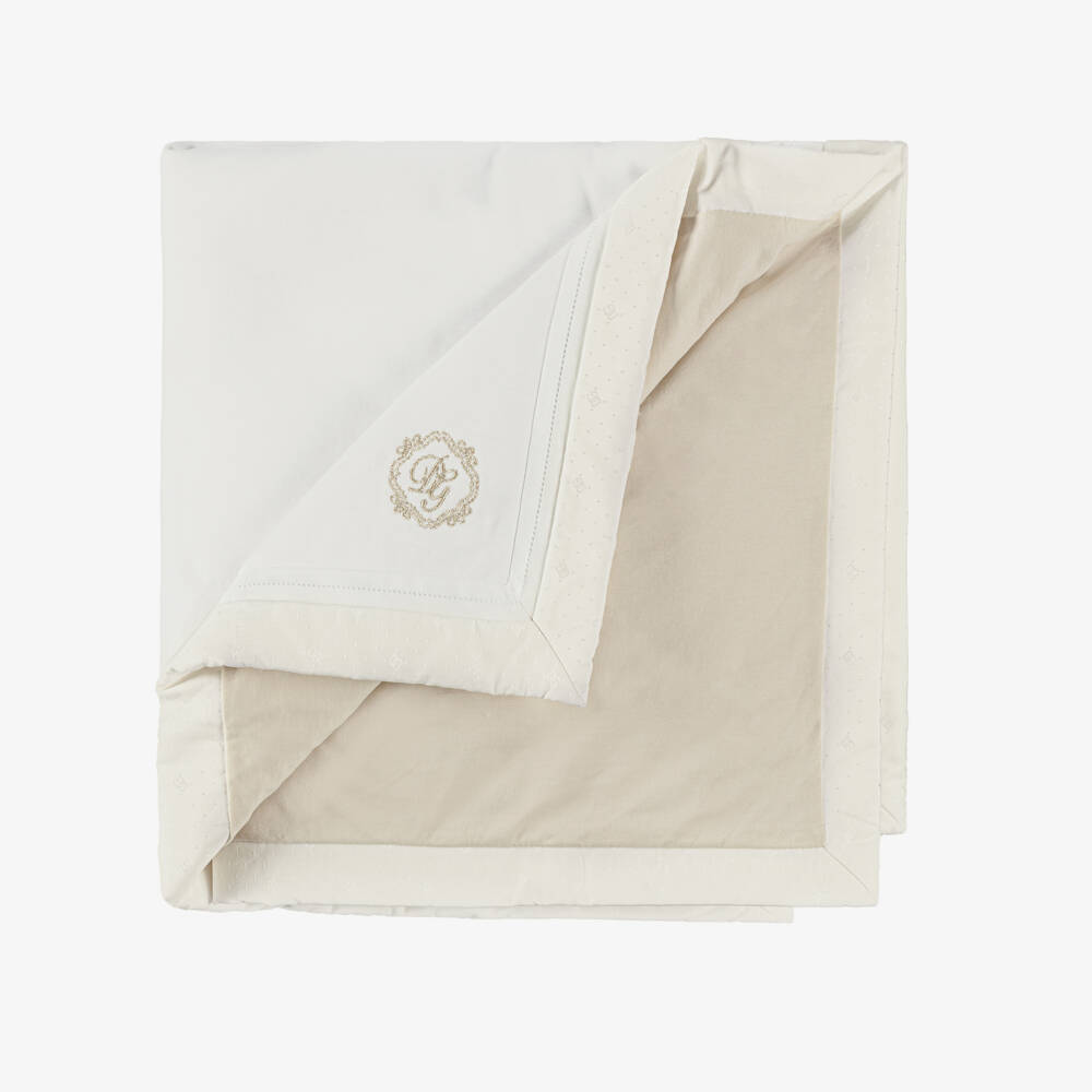 Dolce & Gabbana-White Cotton & Jacquard Embroidered Baby Blanket (75cm) | Childrensalon Outlet