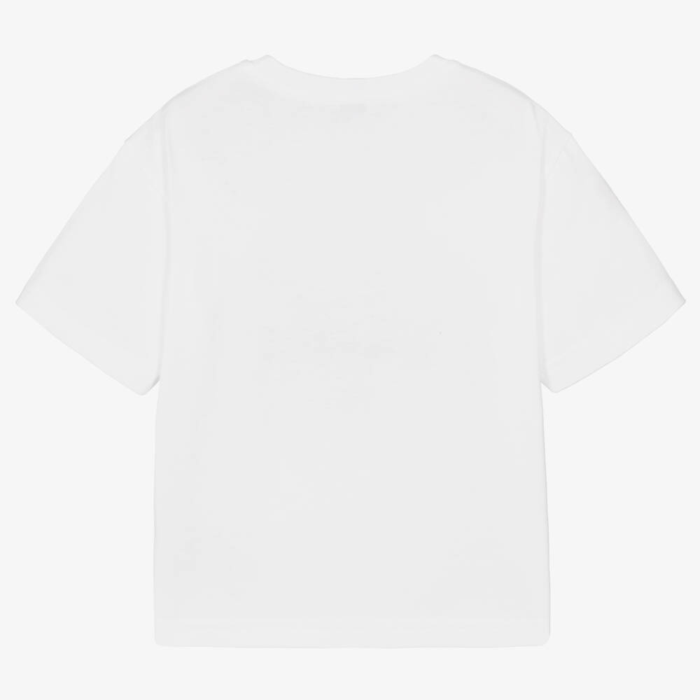 Dolce & Gabbana-White Cotton Jersey T-Shirt With Black Logo | Childrensalon Outlet