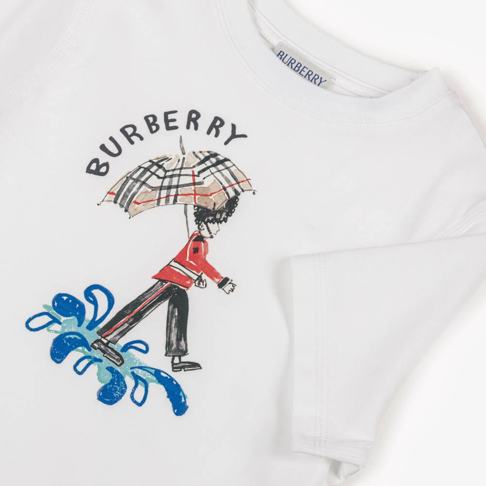 Burberry-White Cotton King's Guard T-Shirt | Childrensalon Outlet