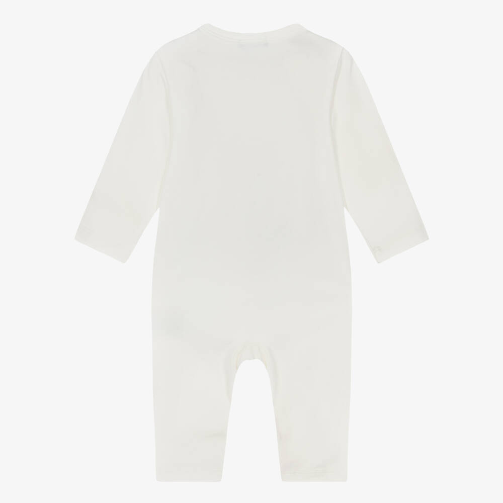 Versace-White Cotton Medusa Coral Print Romper | Childrensalon Outlet