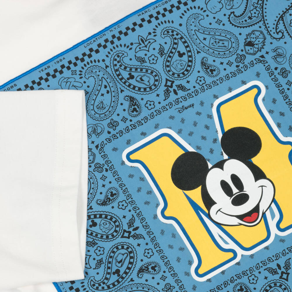 MARC JACOBS-White Cotton Mickey Mouse Peace Sign T-Shirt | Childrensalon Outlet