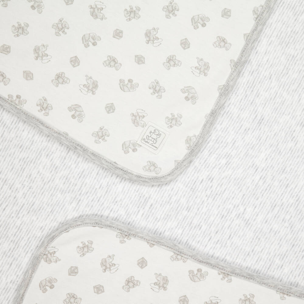 Ralph Lauren-White Cotton Polo Bear Blanket (80cm) | Childrensalon Outlet