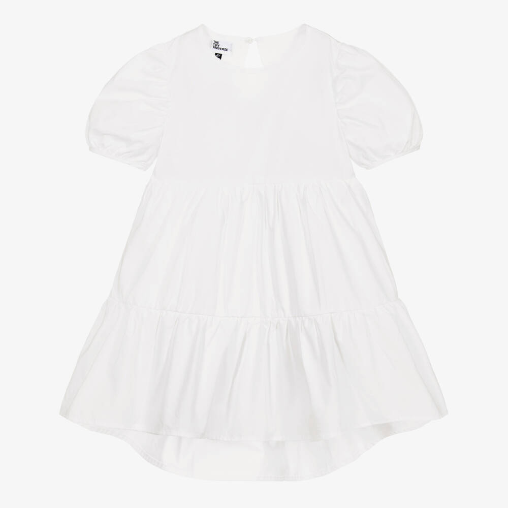 The Tiny Universe-White Cotton Poplin Dress | Childrensalon Outlet