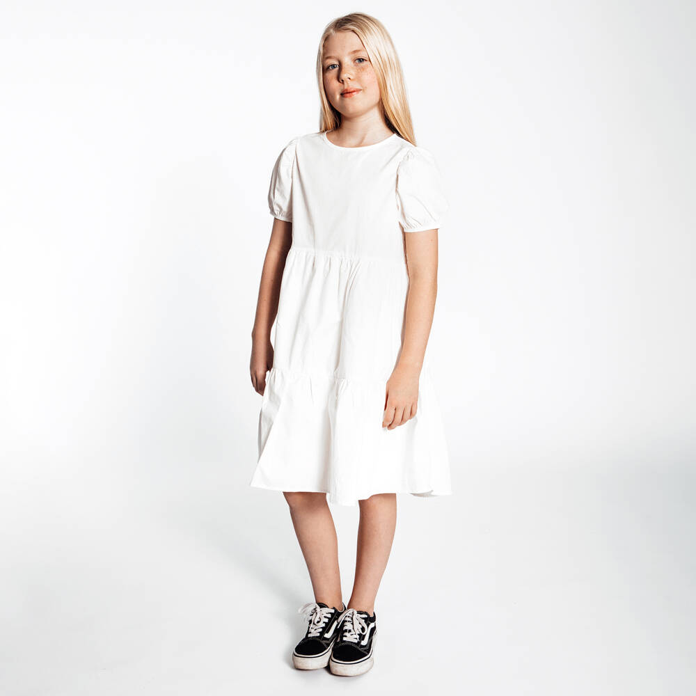 The Tiny Universe-White Cotton Poplin Dress | Childrensalon Outlet