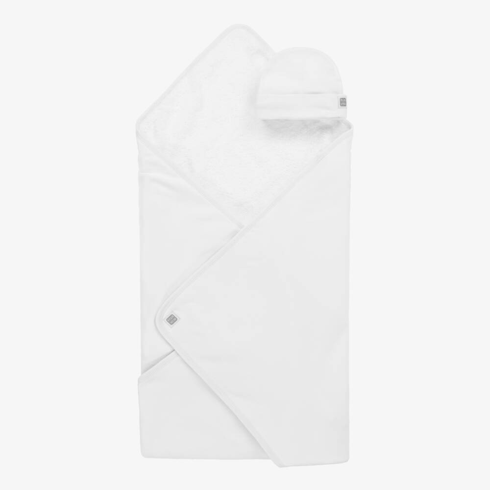 Minutus-White Cotton Skin To Skin Cotton Blanket & Hat Set | Childrensalon Outlet