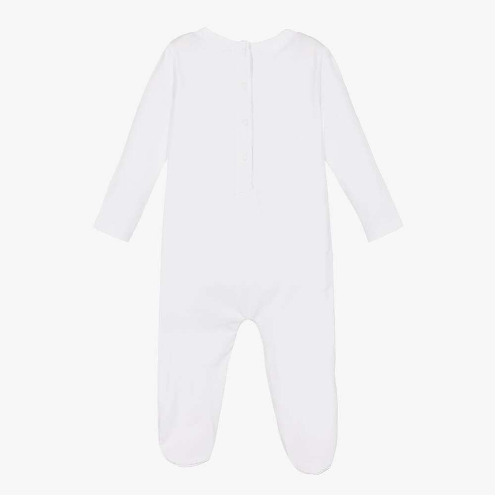 Guess-White Embroidered Cotton Bear Babygrow | Childrensalon Outlet