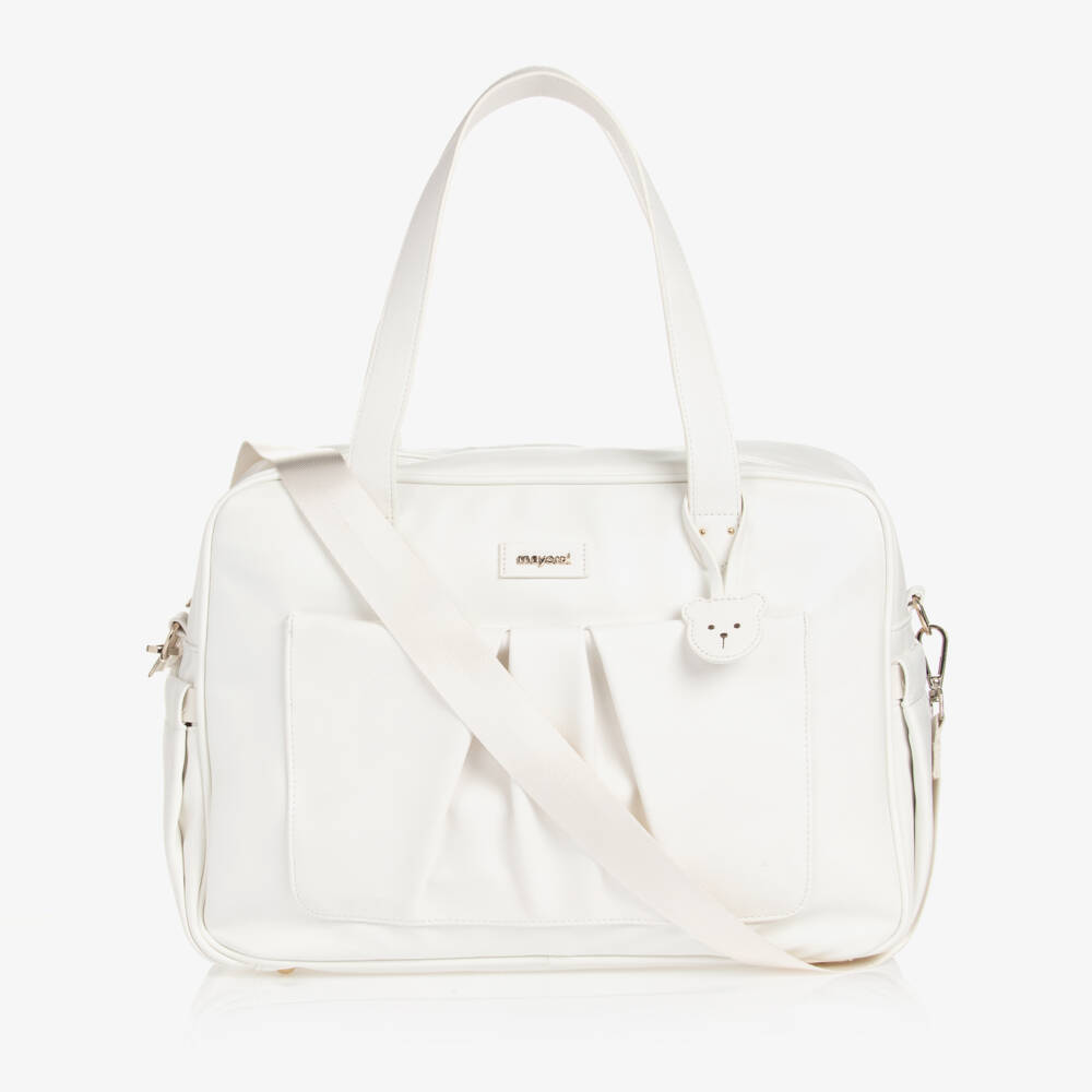 Mayoral-White Faux Leather Changing Bag (40cm) | Childrensalon Outlet