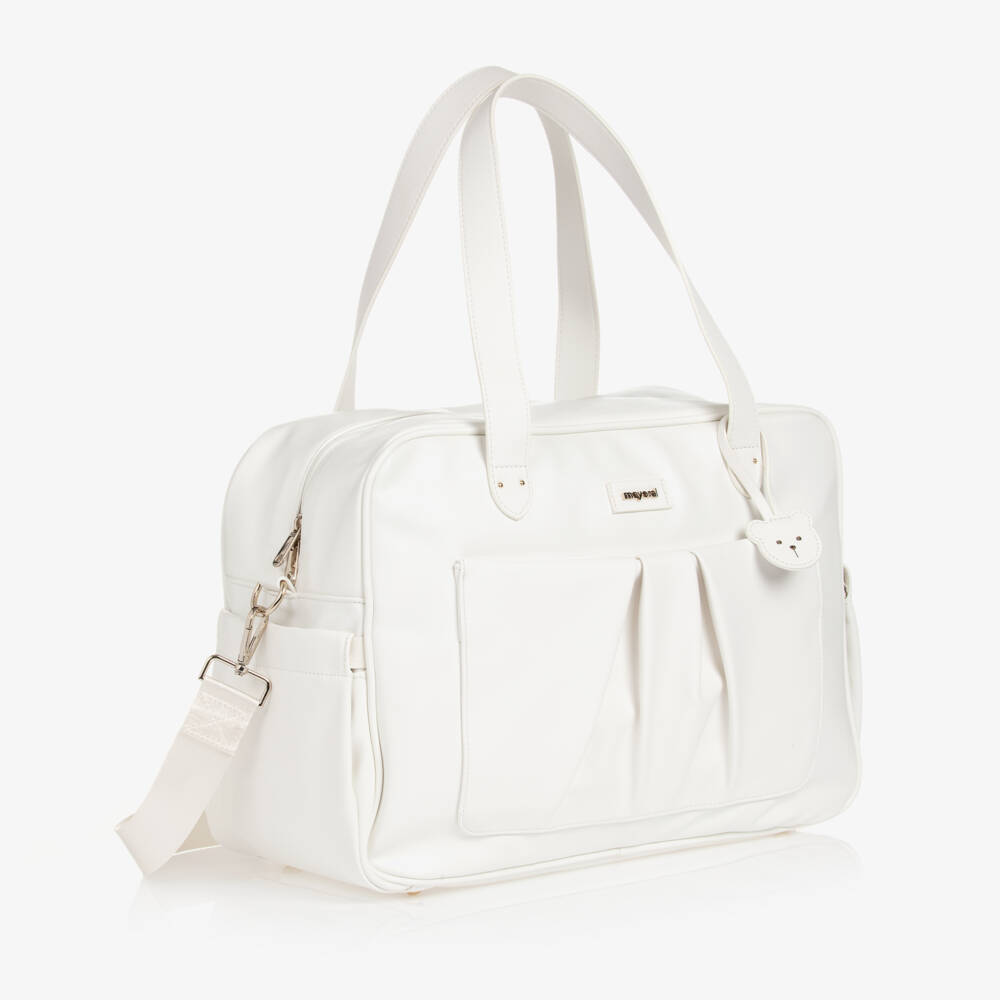 Mayoral-White Faux Leather Changing Bag (40cm) | Childrensalon Outlet