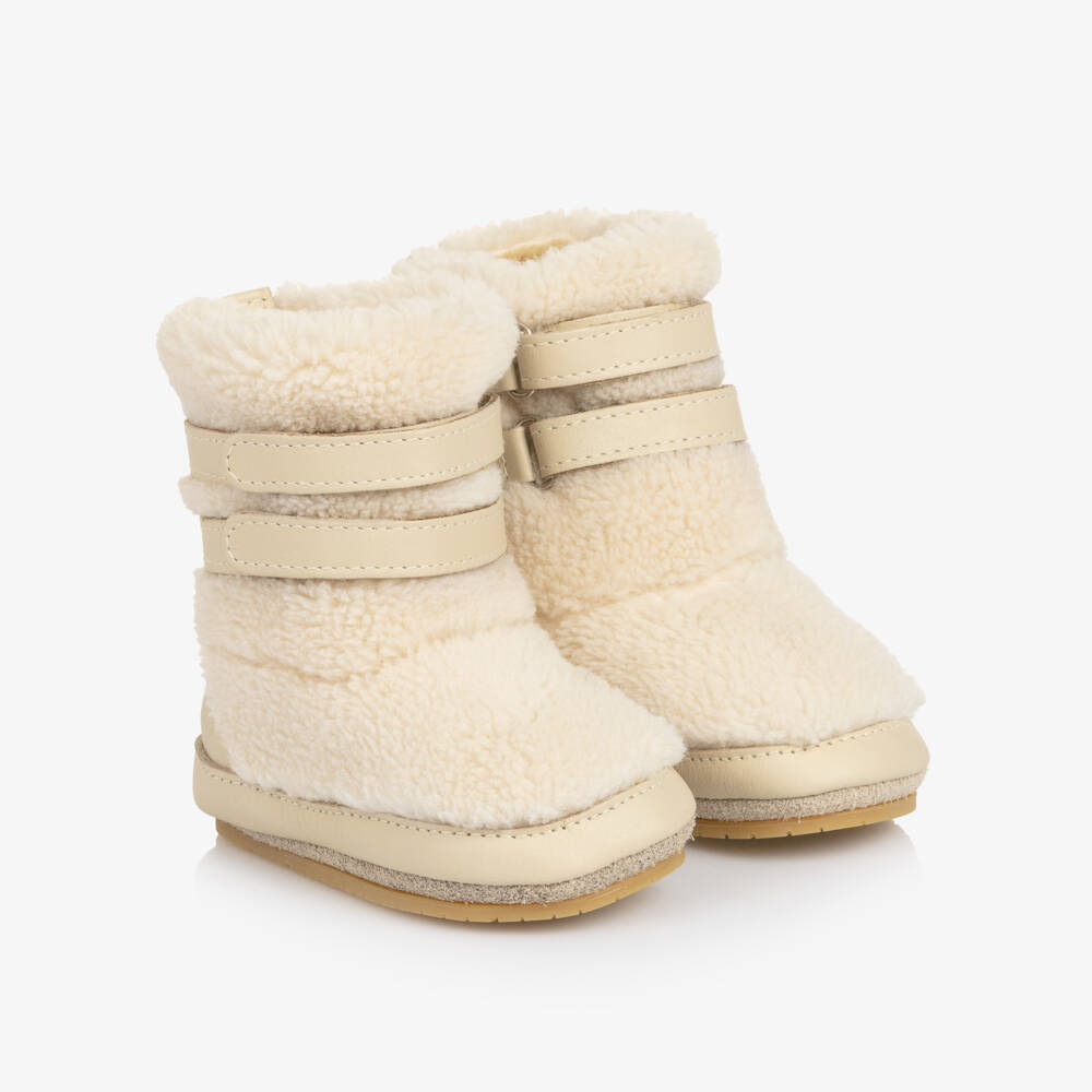 Donsje-White Faux Shearling & Leather Baby Boots | Childrensalon Outlet