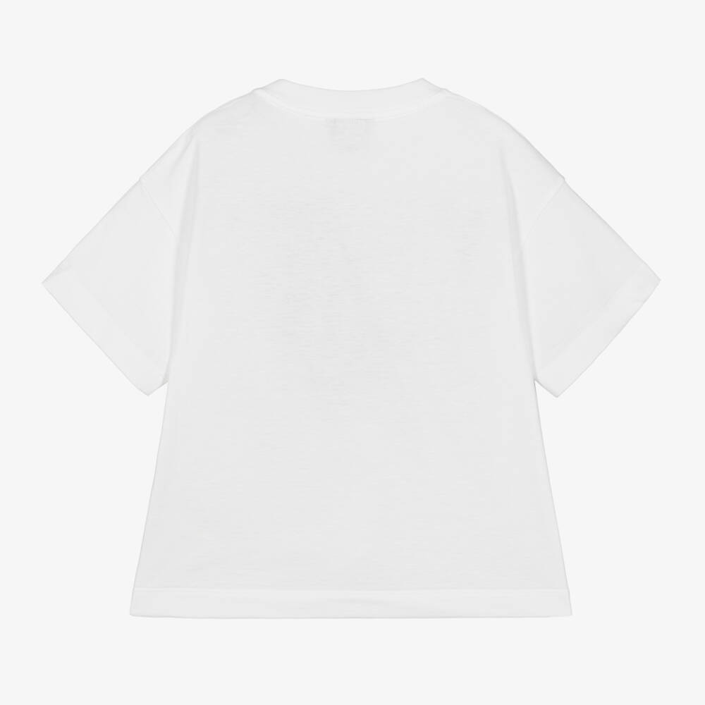 Fendi-White FF Teddy Bear Cotton T-Shirt | Childrensalon Outlet