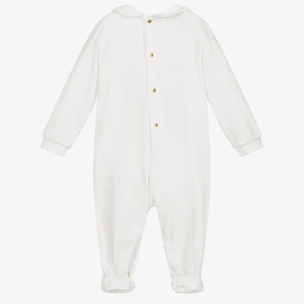 Versace-White & Gold Medusa Babygrow | Childrensalon Outlet