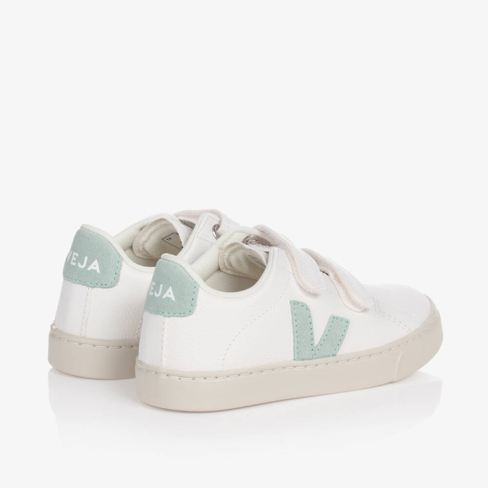 VEJA-White & Green Leather Esplar Trainers | Childrensalon Outlet