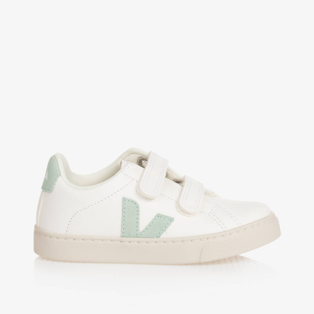 VEJA-White & Green Leather Esplar Trainers | Childrensalon Outlet