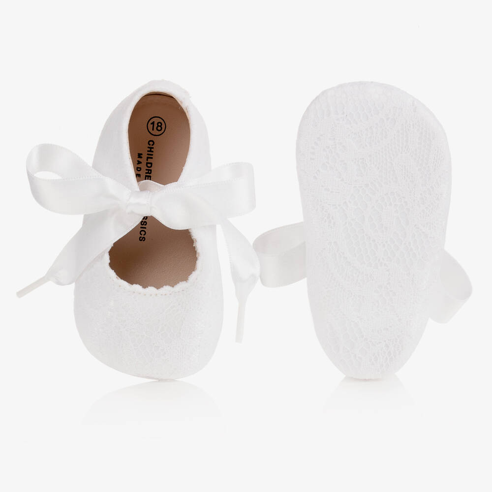 Children's Classics-White Lace Pre-Walker Shoes | Childrensalon Outlet