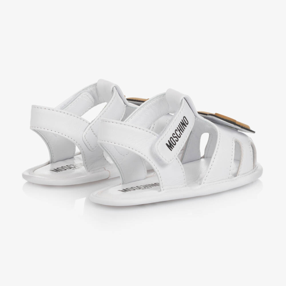 Moschino-White Leather Pre-Walker Sandals | Childrensalon Outlet