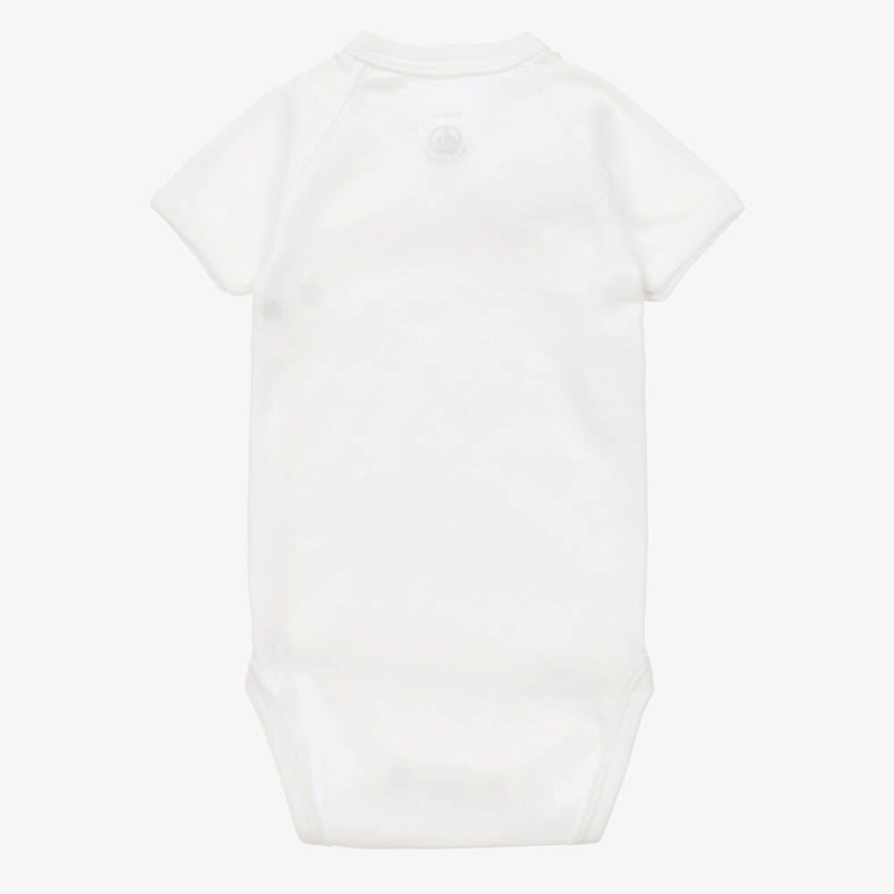 Petit Bateau-White Organic Cotton Bodyvests (5 Pack) | Childrensalon Outlet