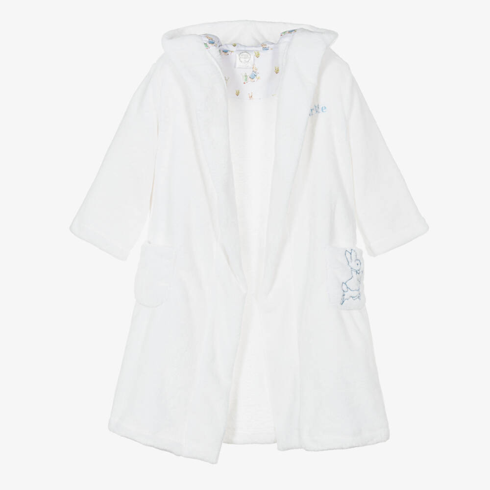 Peter Rabbit™ by Childrensalon-White Personalised Plush Fleece Dressing Gown | Childrensalon Outlet