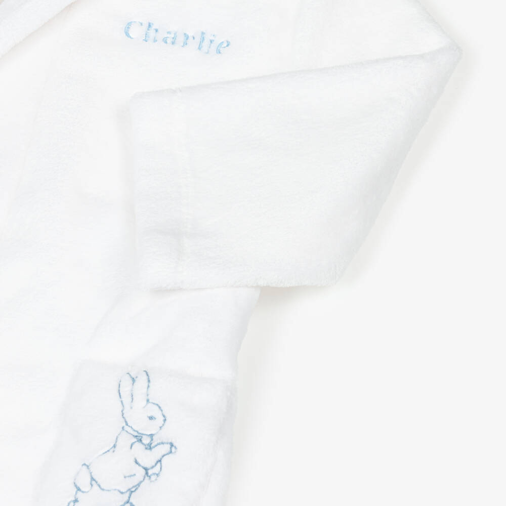 Peter Rabbit™ by Childrensalon-White Personalised Plush Fleece Dressing Gown | Childrensalon Outlet