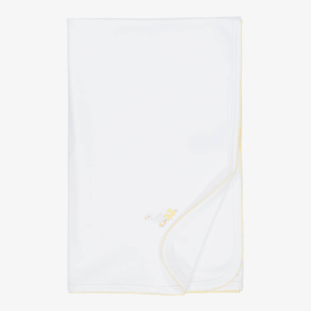 Kissy Kissy-White Pima Cotton Baby Duckling Blanket (73cm) | Childrensalon Outlet