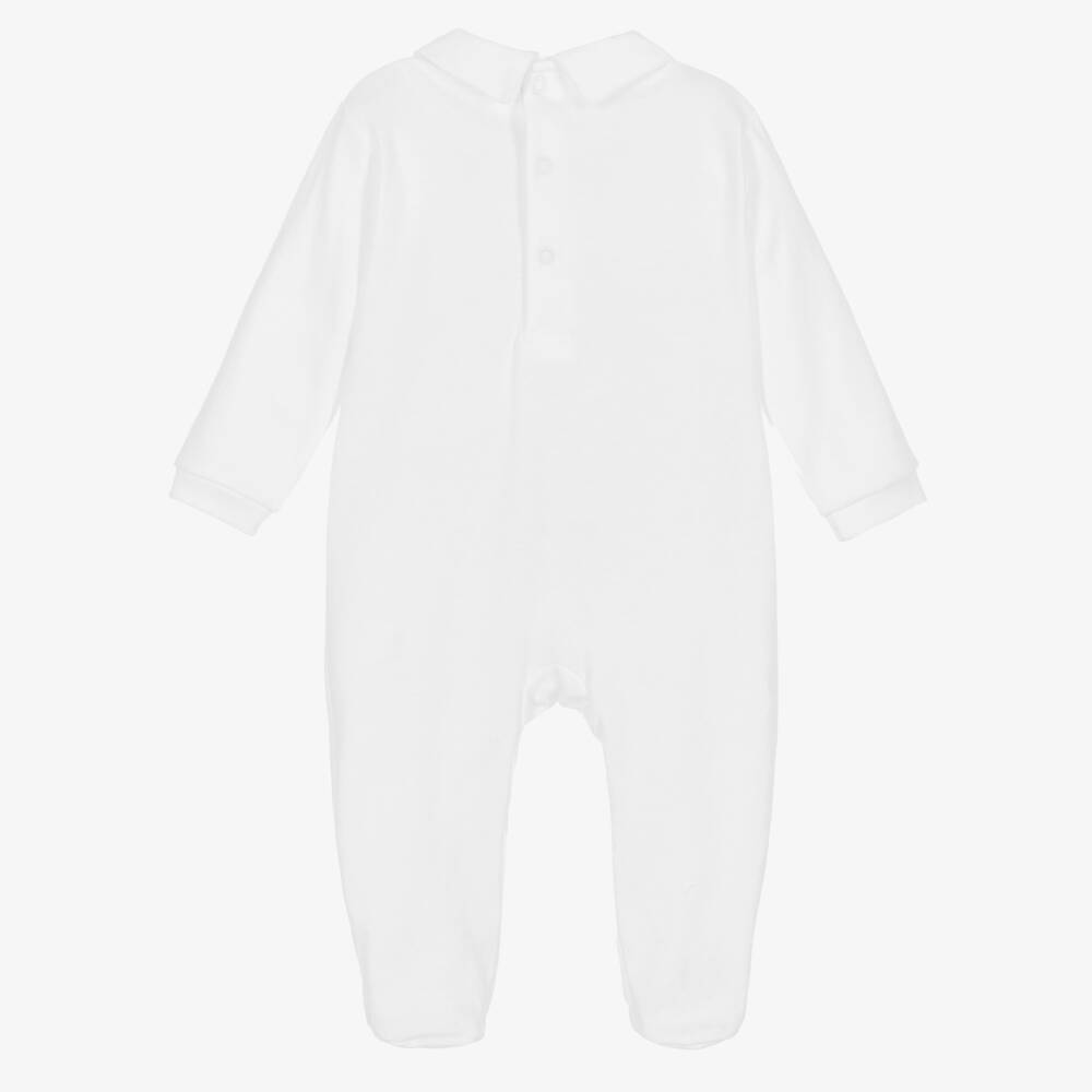 Mini-la-Mode-White Pima Cotton Smocked Babygrow | Childrensalon Outlet