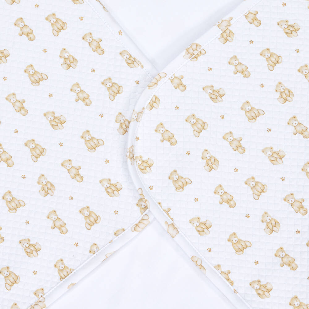 Kissy Kissy-White Pima Cotton Teddy Bear Blanket | Childrensalon Outlet