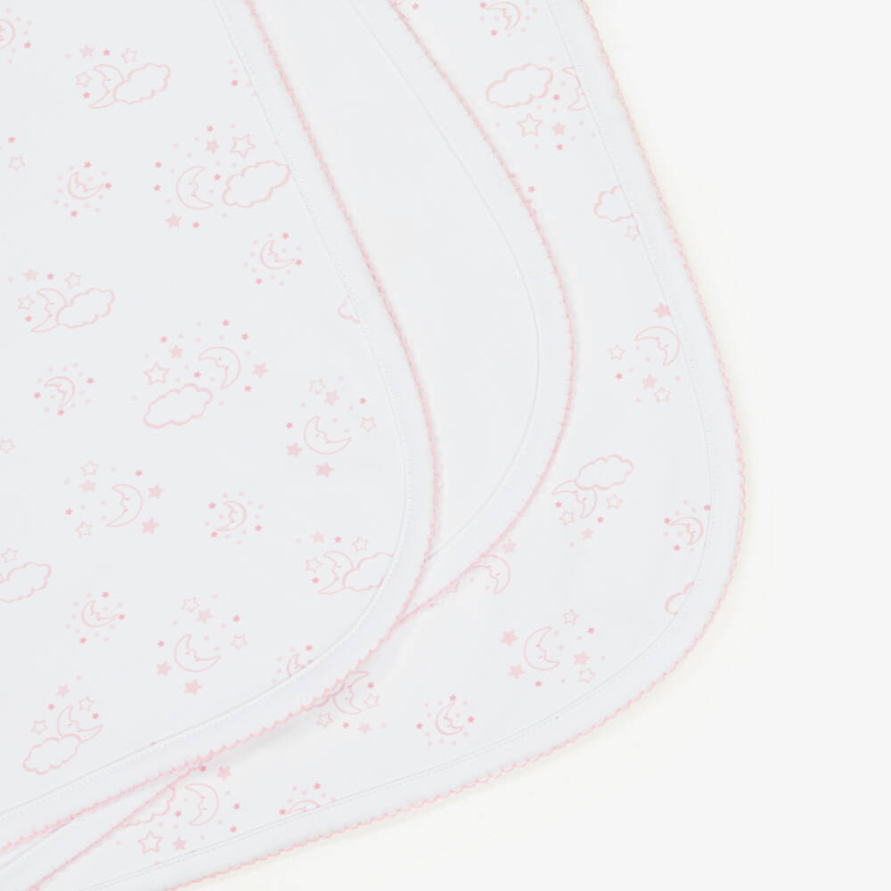 Kissy Kissy-White & Pink Pima Cotton Cheerful Good Night Blanket (73cm) | Childrensalon Outlet