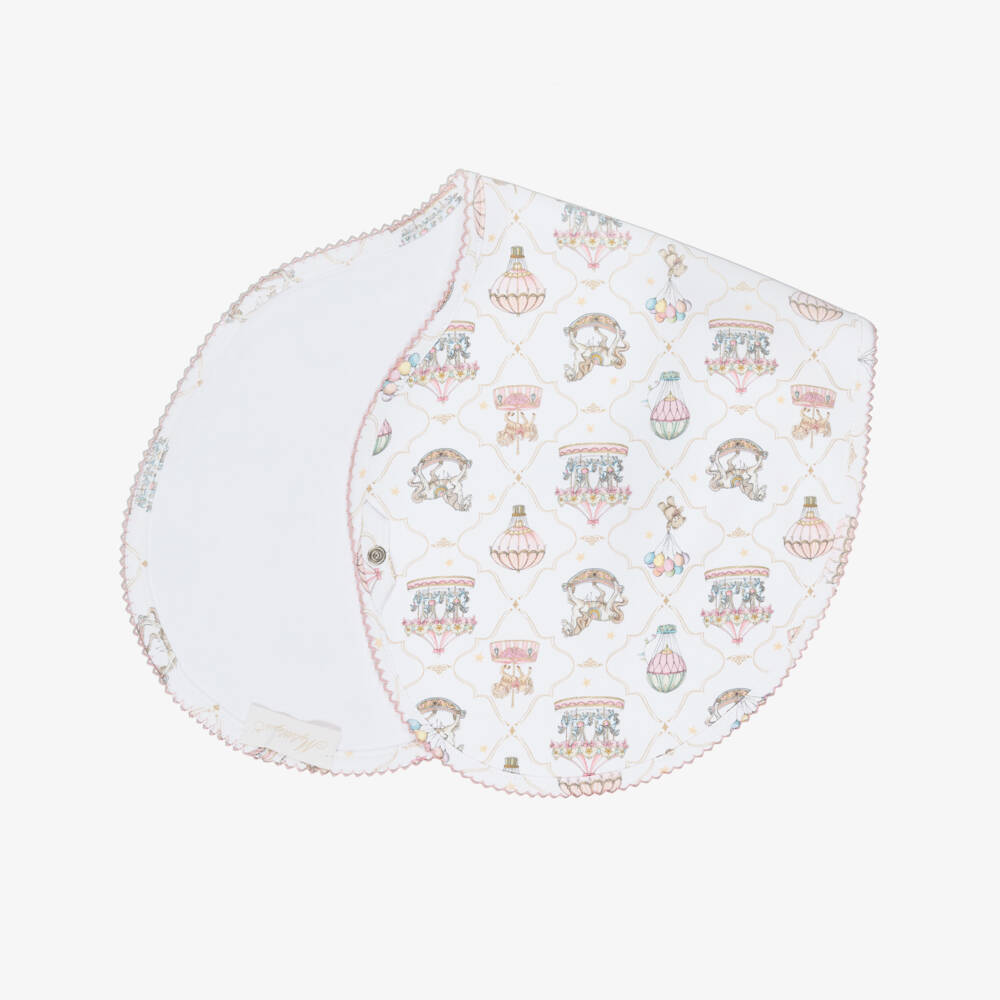 My Little Pie-White & Pink Supima Cotton Coquette Burping Cloth | Childrensalon Outlet