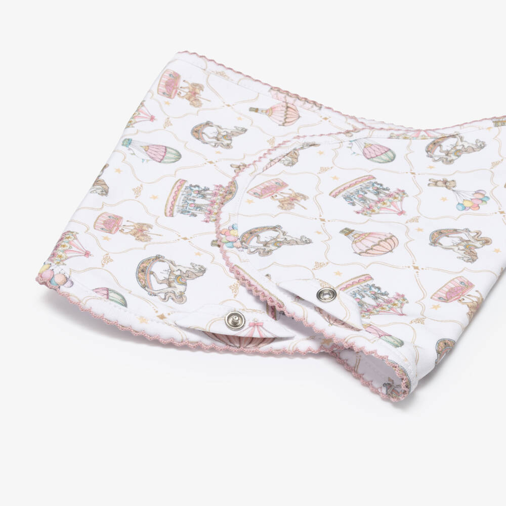 My Little Pie-White & Pink Supima Cotton Coquette Burping Cloth | Childrensalon Outlet
