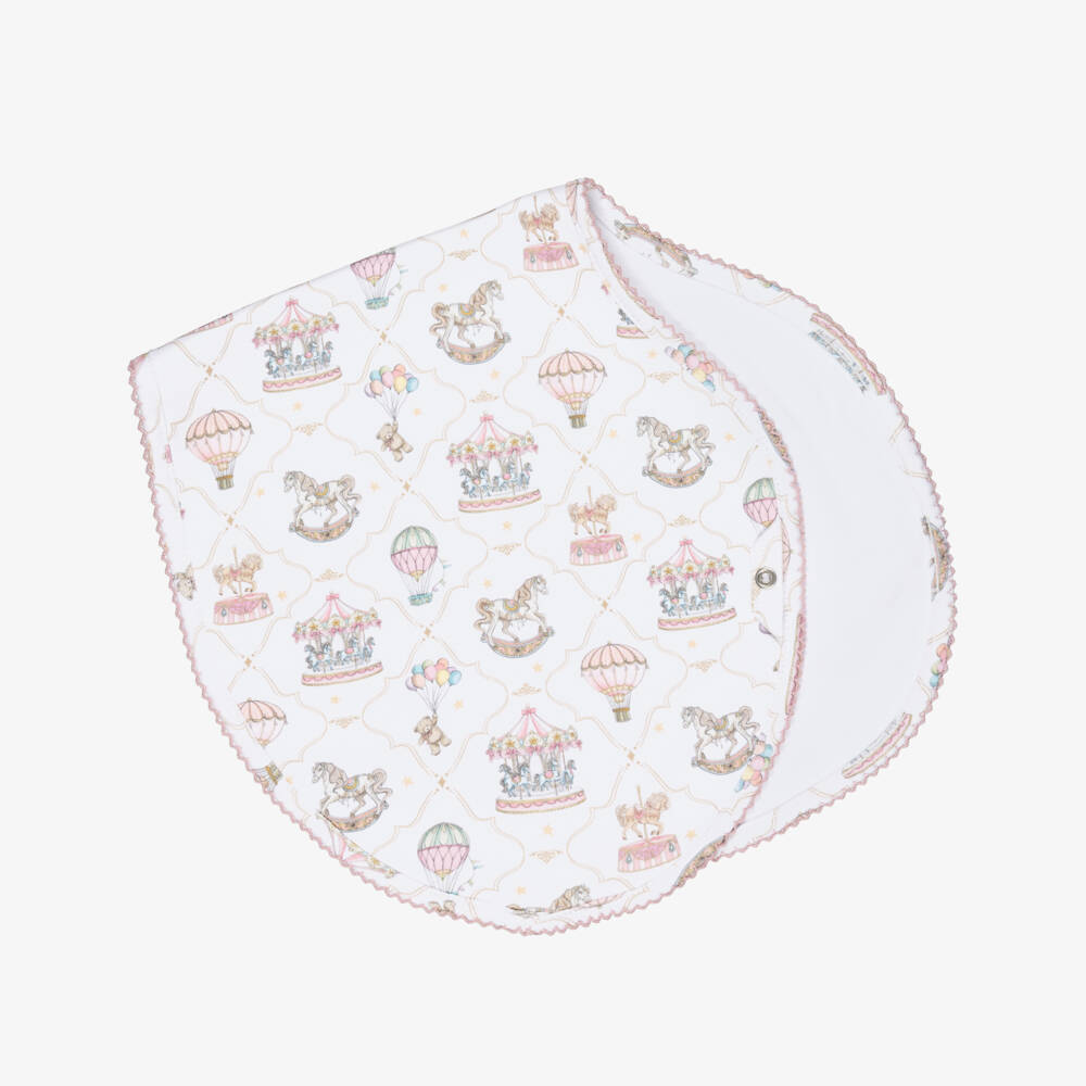 My Little Pie-White & Pink Supima Cotton Coquette Burping Cloth | Childrensalon Outlet