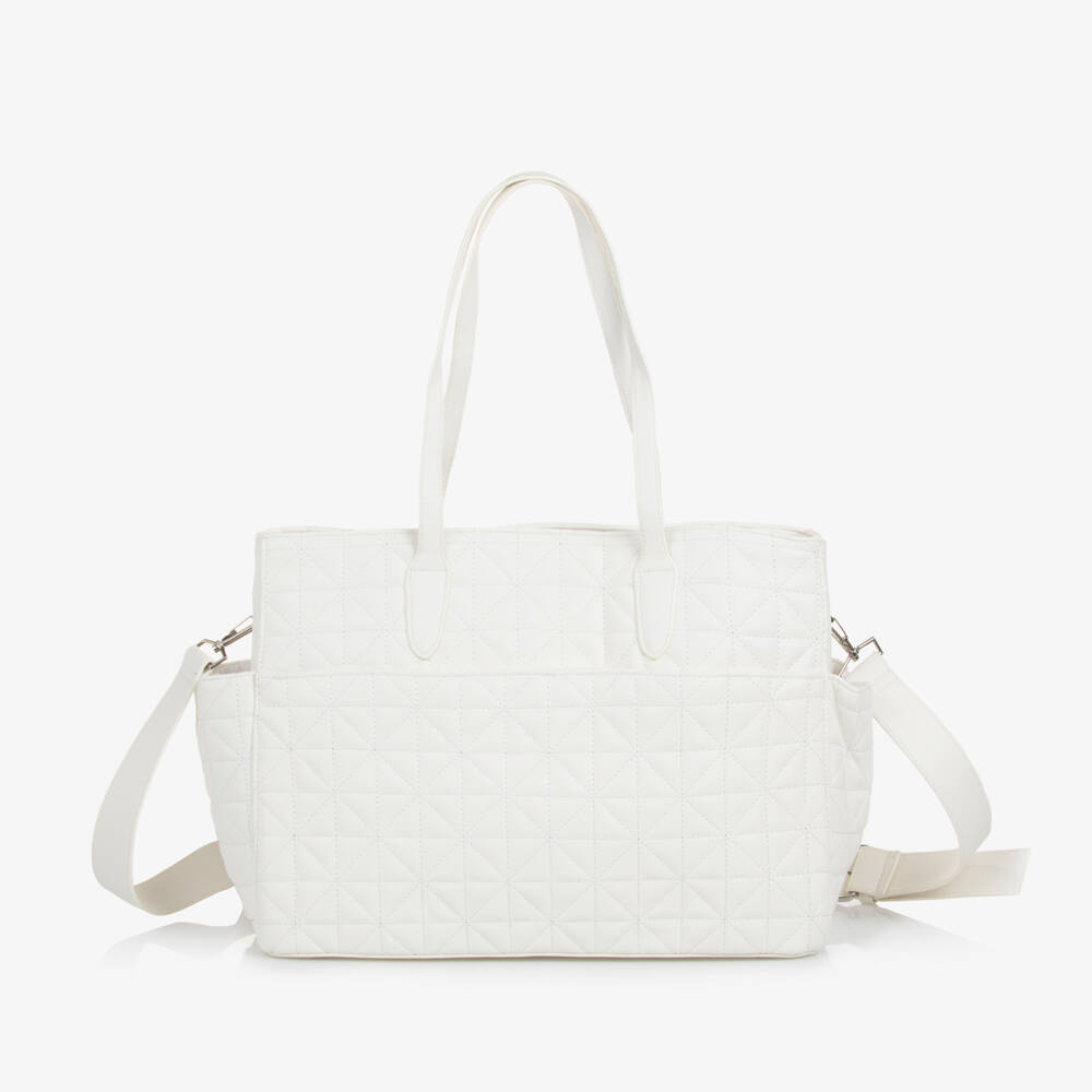 Nanán-White Quilted Changing Bag (39cm) | Childrensalon Outlet