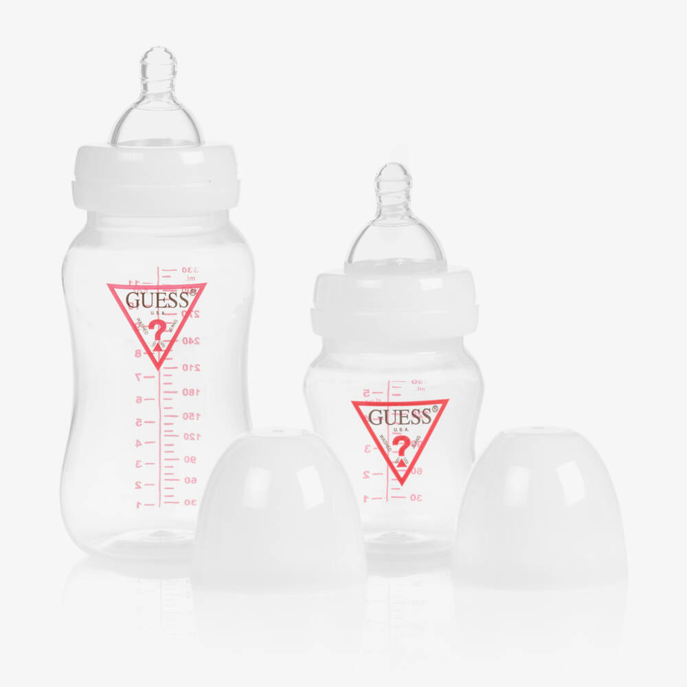 Guess-White & Red Triangle Logo Baby Bottles Set (2 Pack) | Childrensalon Outlet
