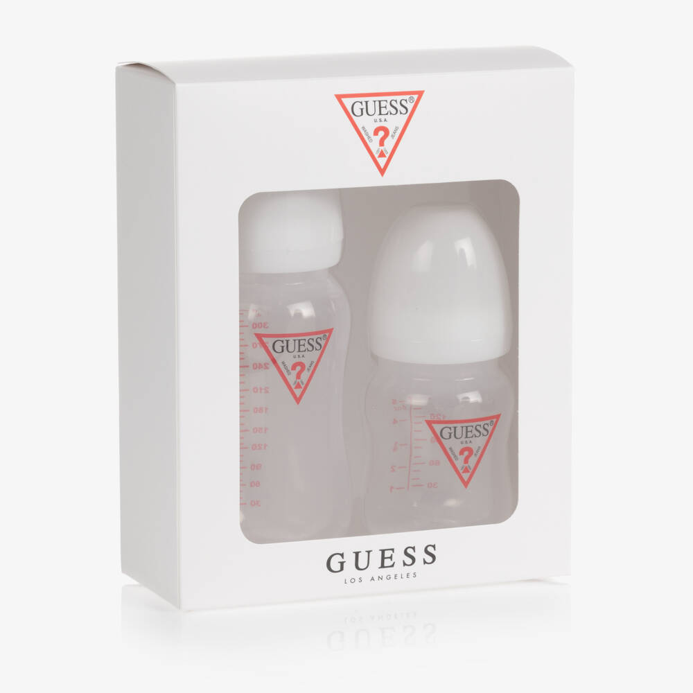 Guess-White & Red Triangle Logo Baby Bottles Set (2 Pack) | Childrensalon Outlet