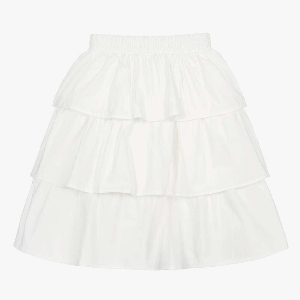 The Tiny Universe-White Ruffled Cotton Skirt | Childrensalon Outlet