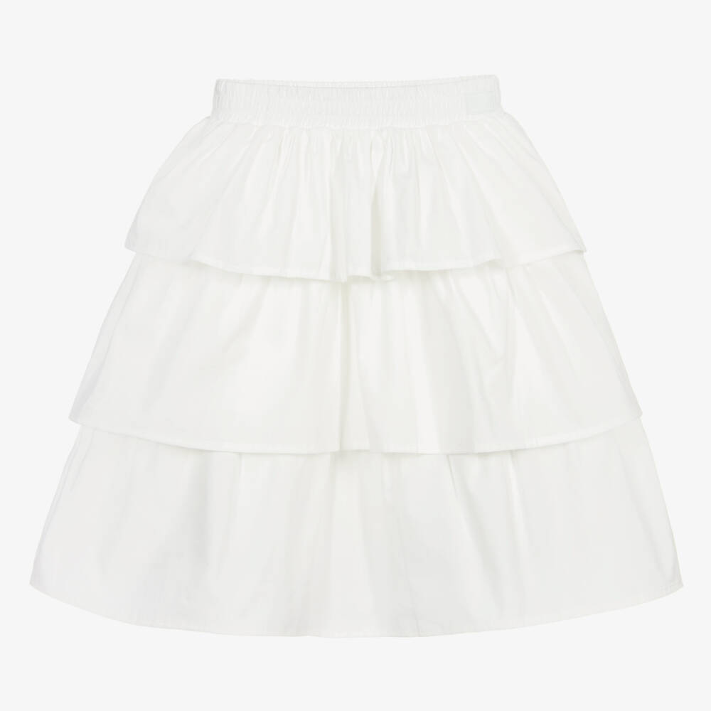 The Tiny Universe-White Ruffled Cotton Skirt | Childrensalon Outlet