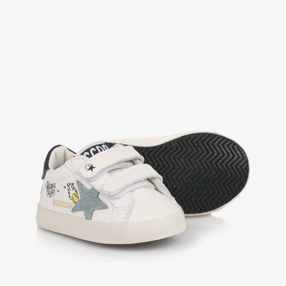 Golden Goose-White Star Print Leather Pre-Walker Trainers | Childrensalon Outlet