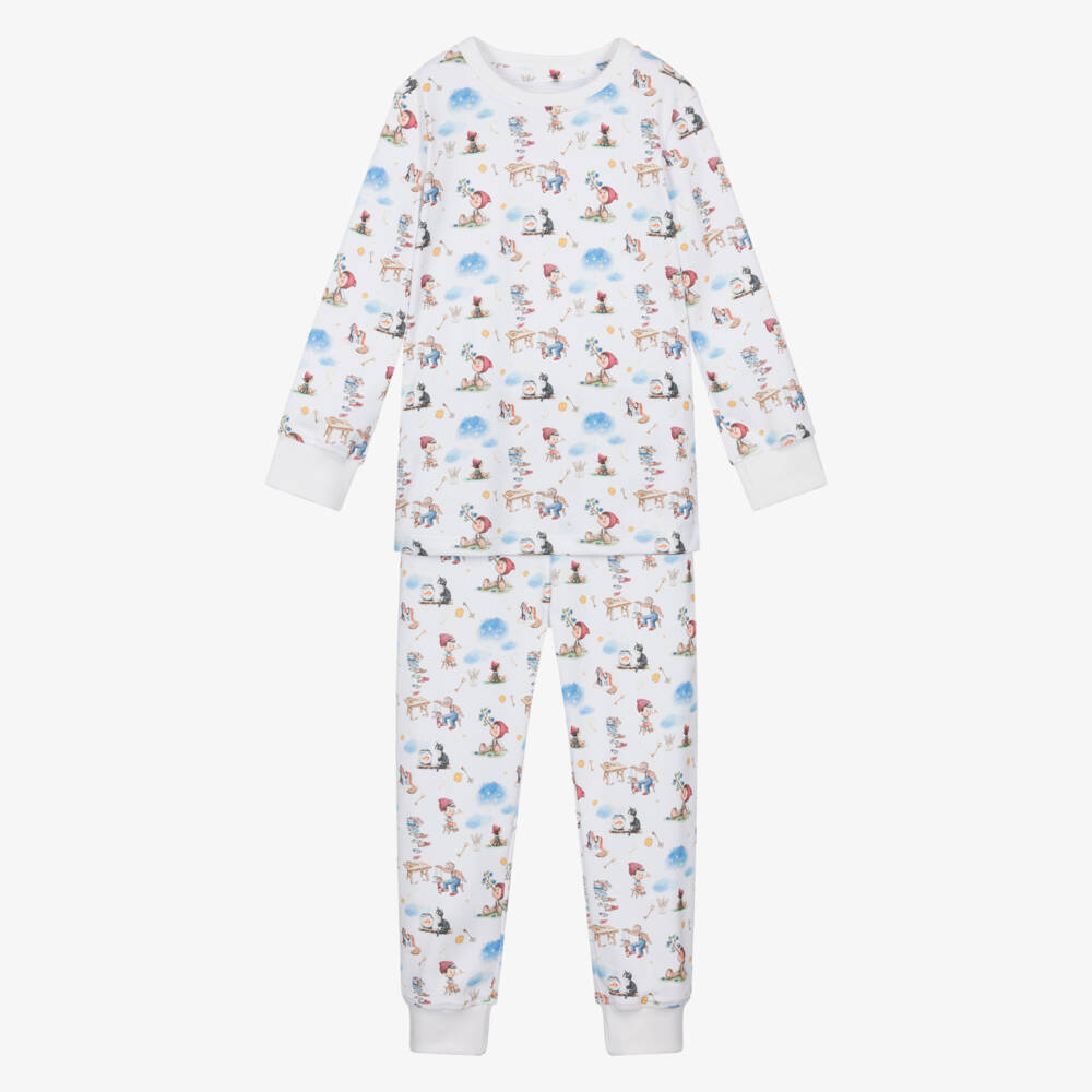My Little Pie-White Supima Cotton Pinocchio Print Pyjamas | Childrensalon Outlet