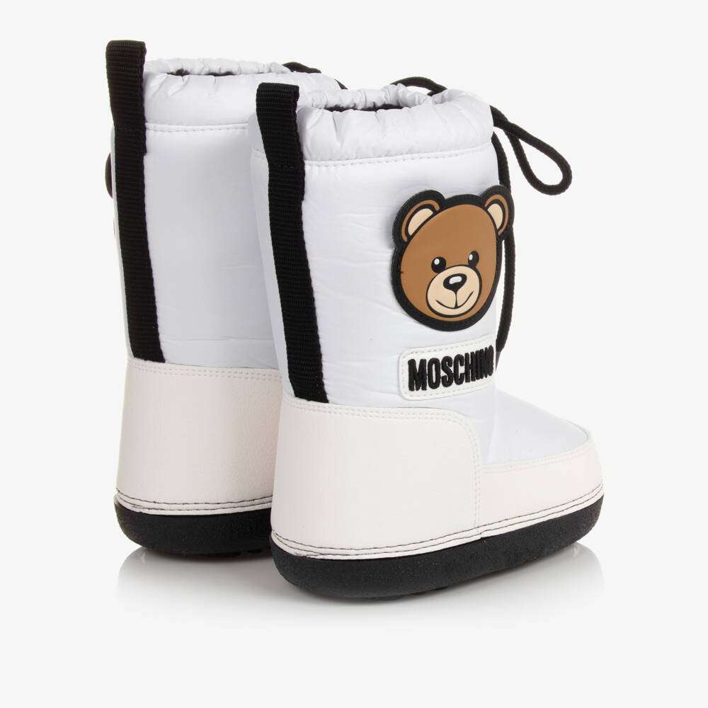 Moschino-White Teddy Bear Snow Boots | Childrensalon Outlet